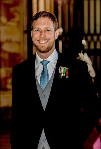 <p>Albert Nieboer/Netherlands OUT/Point de Vue OUT/dpa/Alamy Live News</p> Crown Prince Leka of Albania arrives at the Basilica Palacio de Mafra in October 2023 for the wedding of Princess Maria Francisca de Braganza and Duarte de Sousa Araujo Martins.