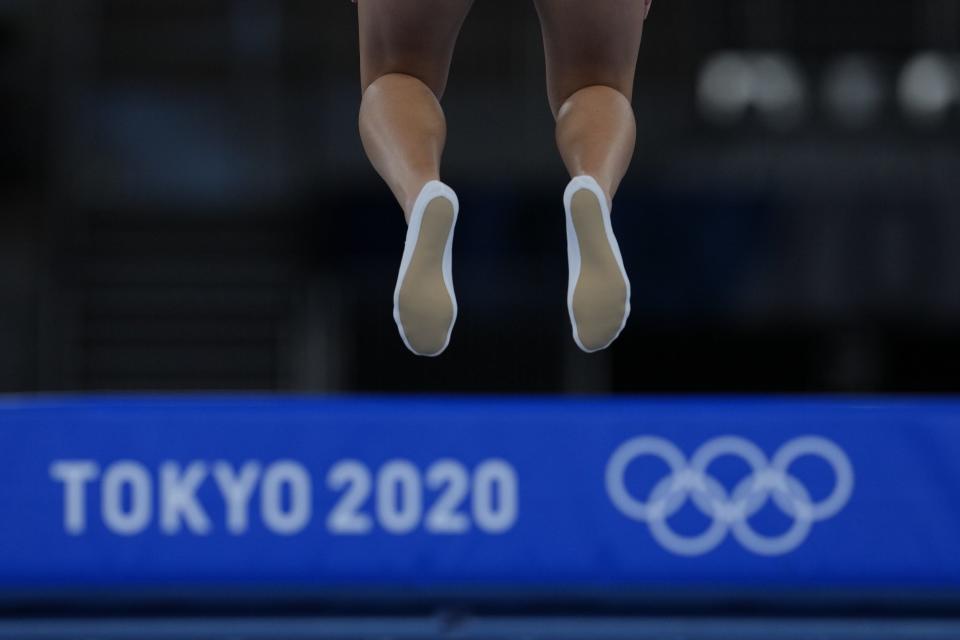 <p>Bryony's British teammate Gallagher flying high.</p>