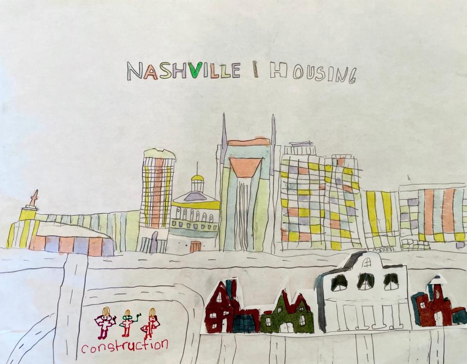 A sample entry by Esther Boehler and Margaret Rogers, both 10 years old, from the Kidizenship SHOW US YOUR NASHVILLE contest presented at the Nov. 7, 2023, Metro Council meeting at Public Square in downtown Nashville.