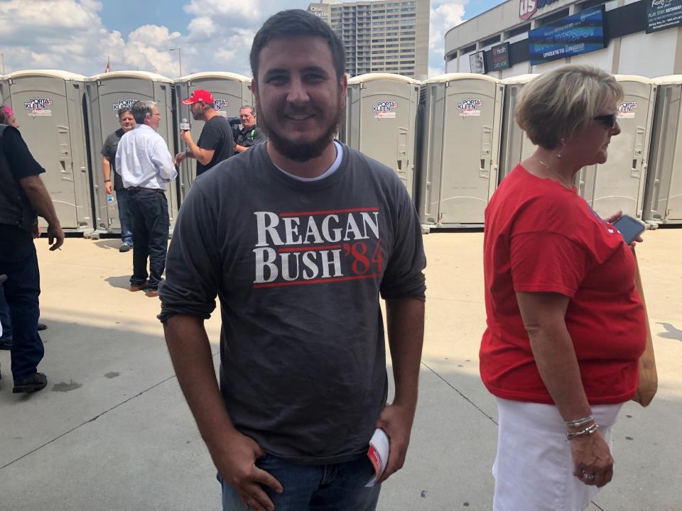 David Jenkins waits to get inside a Trump rally at U.S. Bank Arena in Cincinnati, Ohio on Aug. 1, 2019. (Photo: Christopher Mathias / HuffPost )
