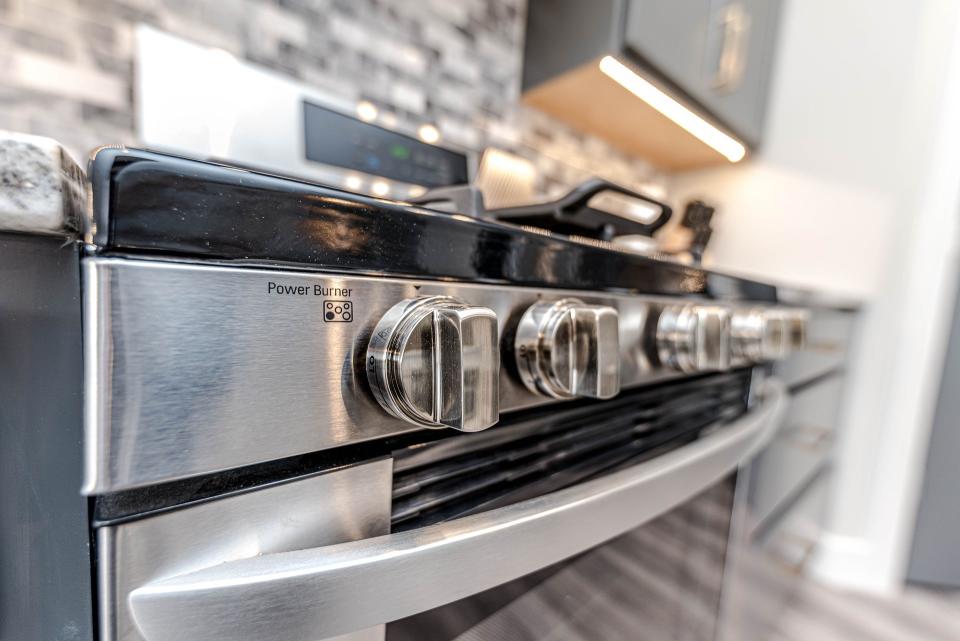 Close-up shot of gas range knobs