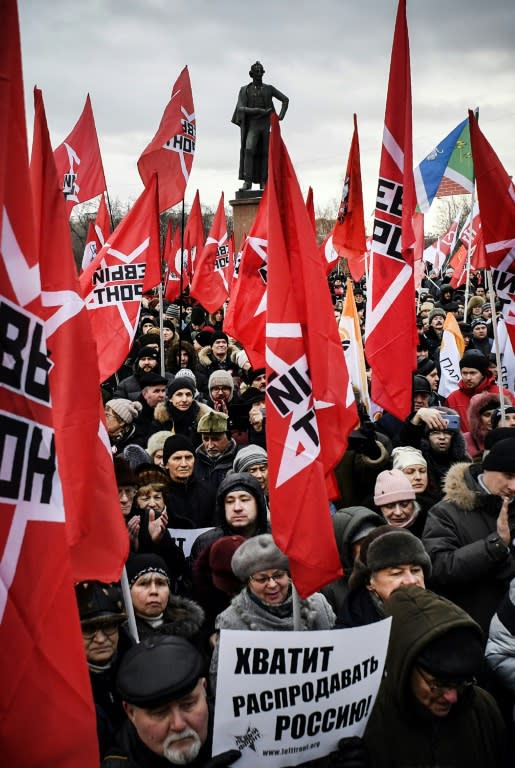 Up to 500 people attended the authorised protest in Moscow
