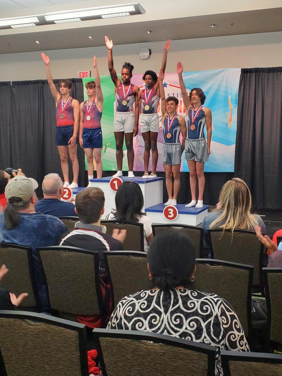 Xavier Harper came home with three gold medals from USAG National Championships in Des Moines, Iowa. He was also named to both trampoline and tumbling Junior National teams.