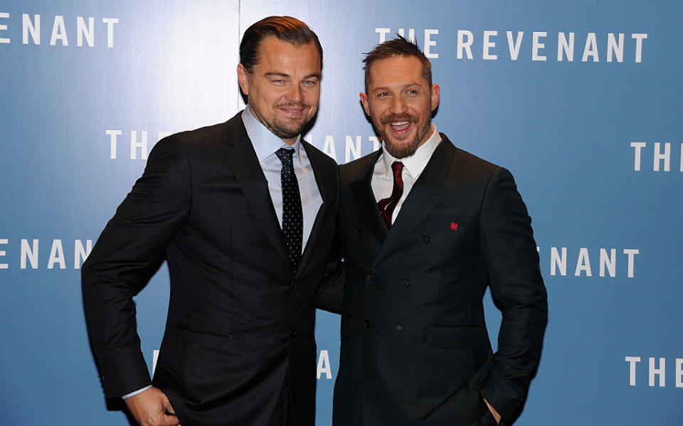 Tom Hardy and Leonardo DiCaprio attend the U.K. premiere of 