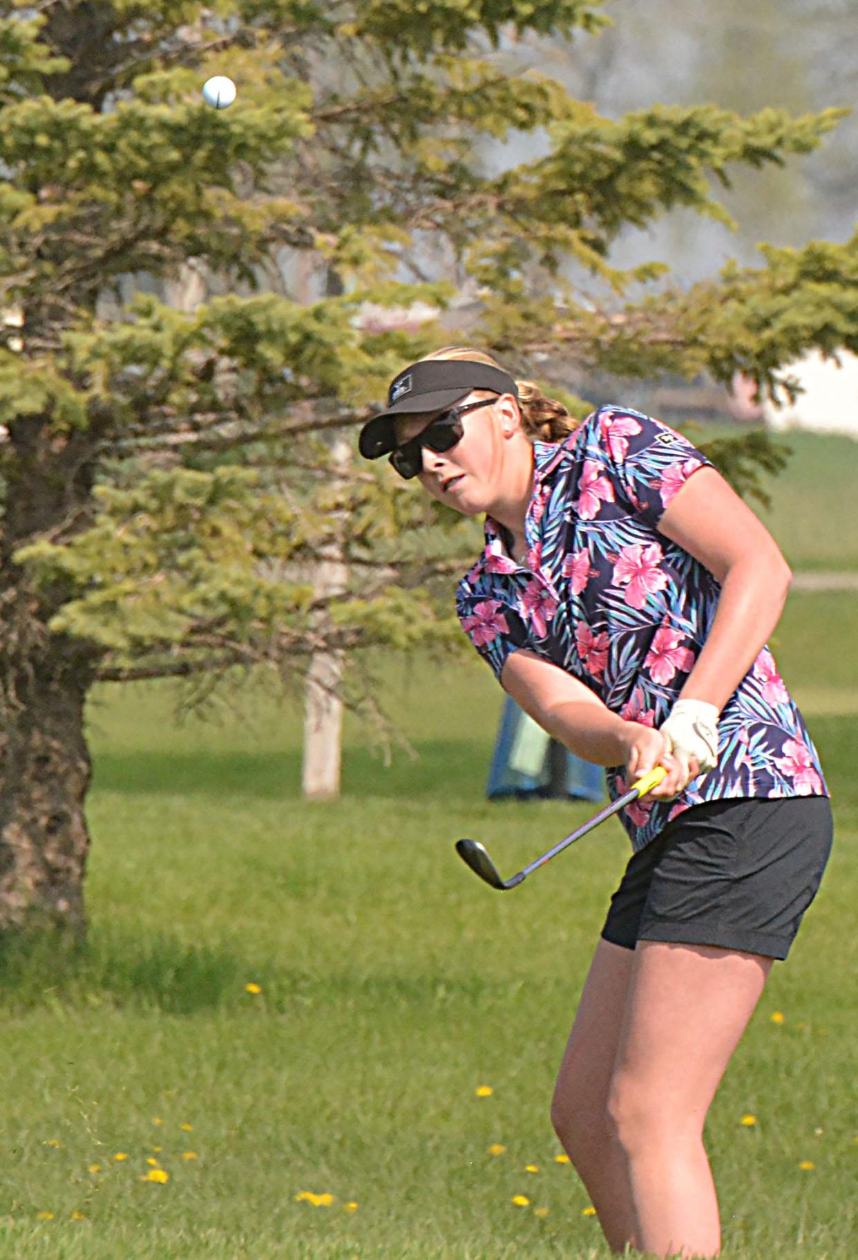 Brynn Roehrich of Clark-Willow Lake hits to No. 2 Red during the Pre-Region 1B/Eastern Coteau Conference golf tournament on Monday, May 13, 2024 at Cattail Crossing Golf Course. Roehrich earned medalist honors in the girls division (both Pre-Region 1B and ECC) with a 78.