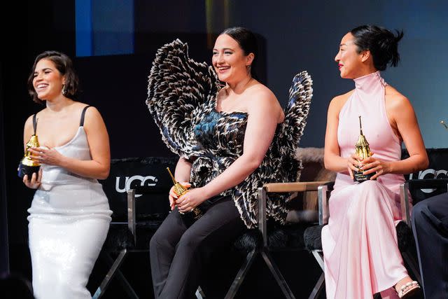 <p>Presley Ann/Getty</p> (Left to right:) America Ferrera, Lily Gladstone, Greta Lee at Santa Barbara International Film Festival's Virtuosos Awards Feb. 10