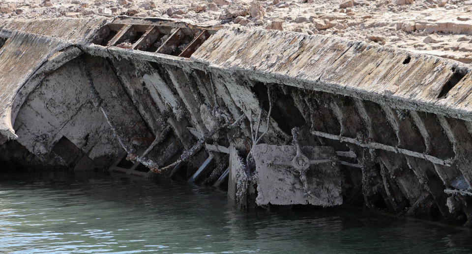 Image: World War II-Era Boat Now Visible In Lake Mead, As Its Water Level Continues To Recede (Ethan Miller / Getty Images file)