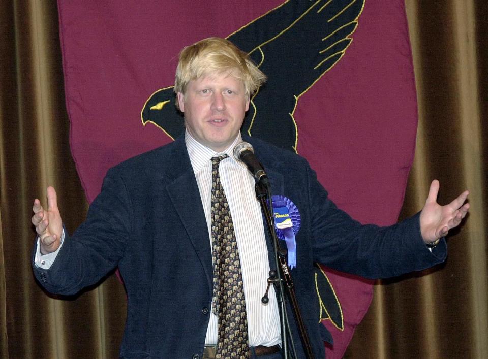 Journalist Boris Johnson speaks at the count in Watlington, Oxfordshire, after winning the Henley seat for the Conservatives in the 2001 General Election. The seat was Michael Heseltine's, who has stepped down at this election.