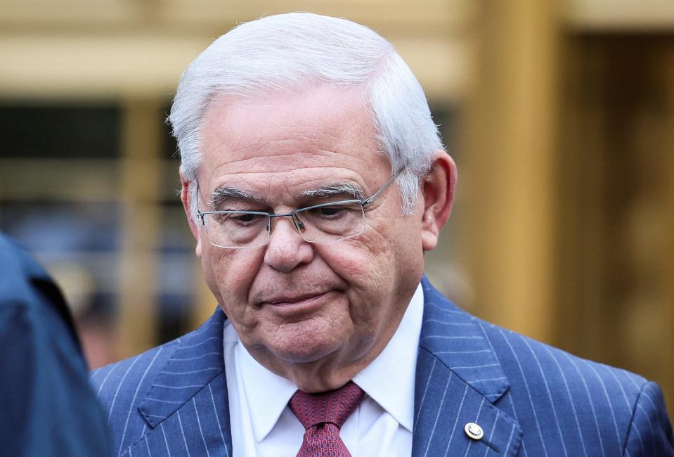 U.S. Senator Robert Menendez (D-NJ) exits Federal Court following his bribery trial in connection with an alleged corrupt relationship with three New Jersey businessmen, in New York City, U.S., July 16, 2024.