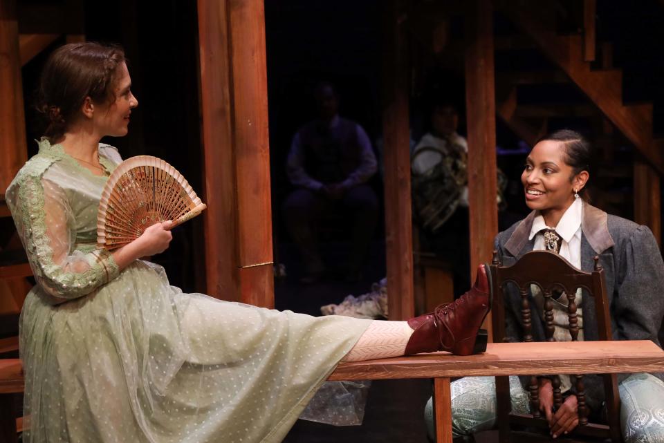 Sharon Pearlman as Marianne and Trezure Coles as Willoughby in the FSU/Asolo Conservatory production of “Sense and Sensibility.”