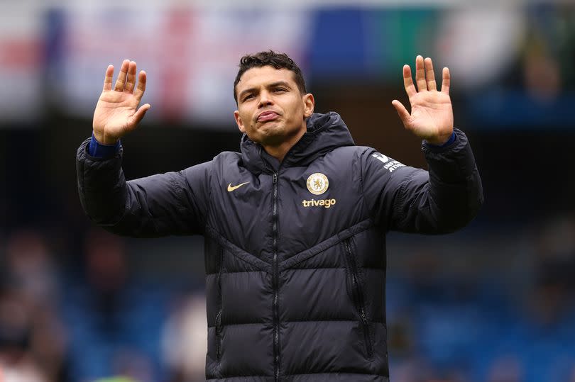 Thiago Silva of Chelsea waves during the Premier League match between Chelsea FC and West Ham United