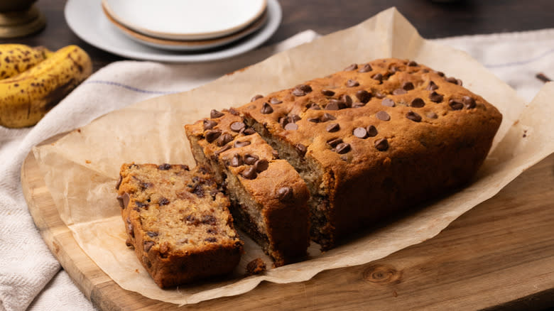 Chocolate chip banana bread loaf