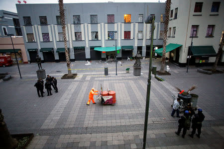 A general views shows a crime scene hours after unknown assailants attacked people with rifles and pistols at an intersection on the edge of the tourist Plaza Garibaldi in Mexico City, Mexico September 15, 2018. REUTERS/Gustavo Graf