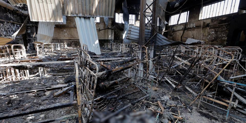 The aftermath of a shelling at a pre-trial detention center in the course of Ukraine-Russia conflict, in the settlement of Olenivka in the Donetsk Region, Ukraine July 29, 2022.