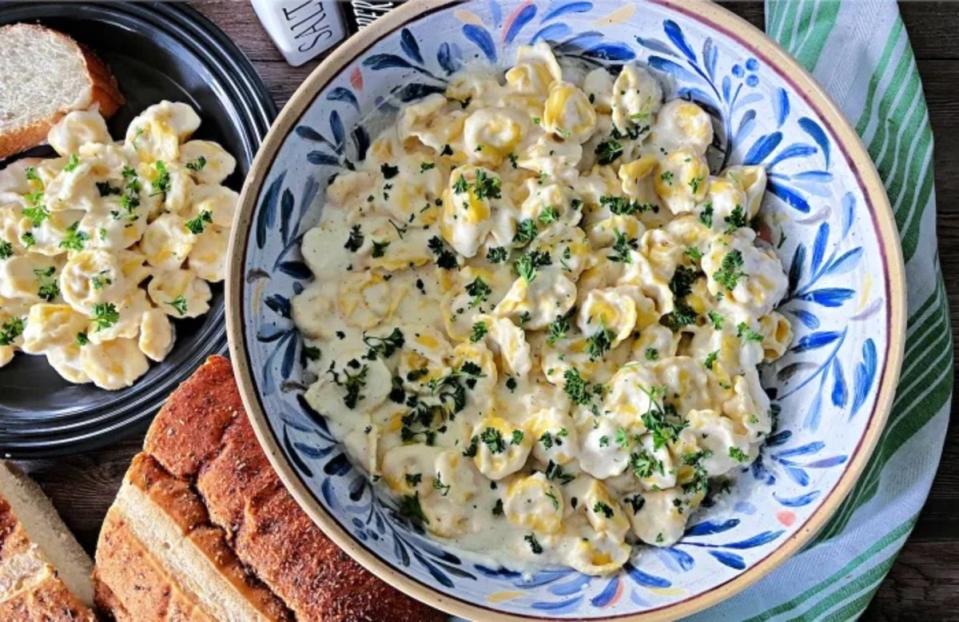 <p>Krista Marshall</p><p>Homemade Alfredo sauce is easier than you might think, and this recipe will prove it!</p><p><strong>Get the recipe: <a href="https://parade.com/1375318/kristamarshall/tortellini-alfredo/" rel="nofollow noopener" target="_blank" data-ylk="slk:Tortellini Alfredo;elm:context_link;itc:0;sec:content-canvas" class="link ">Tortellini Alfredo</a></strong></p>