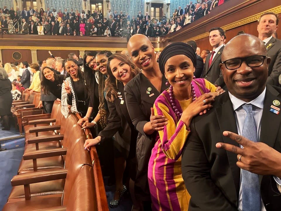Bowman with other members of the progressive “Squad” in Congress at the State of the Union address. @RepBowman, @RepBowman, @RepBowman, @RepBowman, @RepBowman, @RepBowman/X