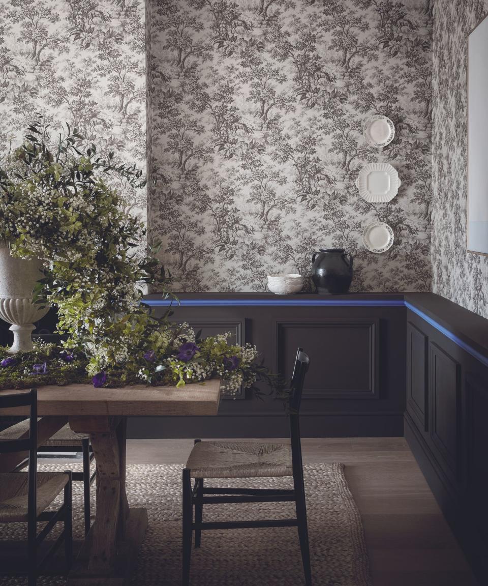 French decorated dining room in earthy colors