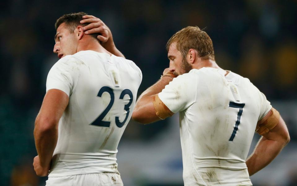 England's Sam Burgess looks sadly at the 2015 Rugby World Cup