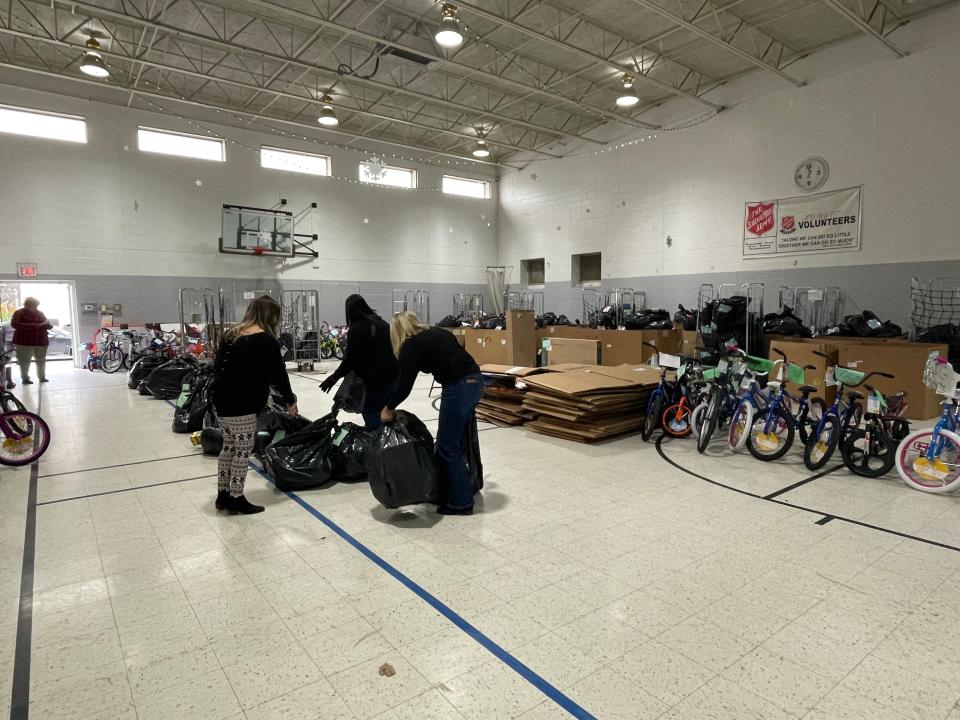 Occasionally, there are toys leftover after the distribution and the Salvation Army will allow parents and children who missed signing up to select items from the remaining presents.