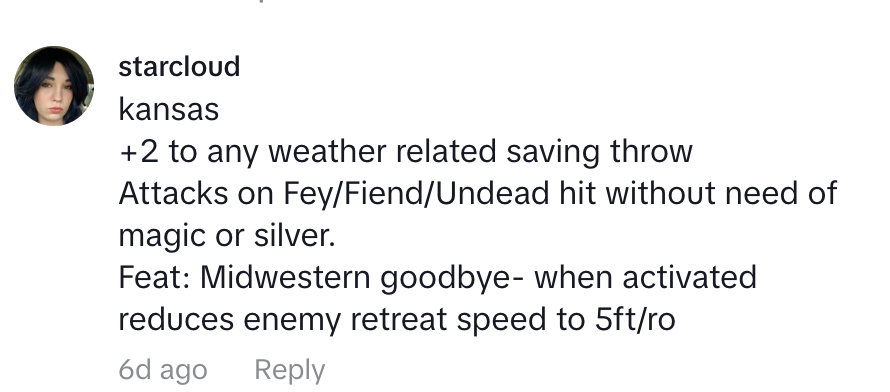 Text from an online post discussing game boosts for Kansas, like weather-related advantages and a 'Midwestern goodbye' feat