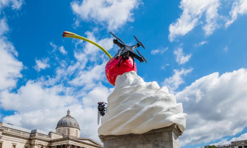 The End by Heather Phillipson on the Fourth Plinth in Trafalgar Square.