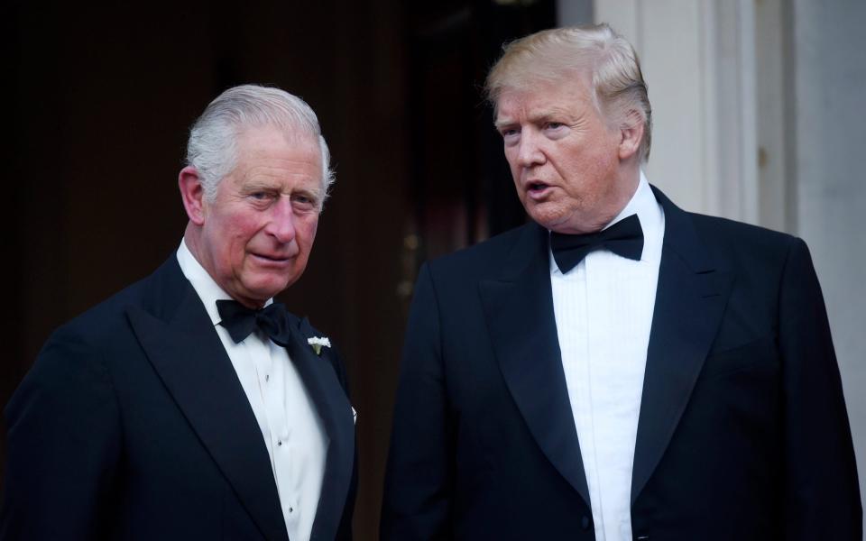 Donald Trump and then Prince Charles pose ahead of a dinner in June, 2019 during a three-day state visit
