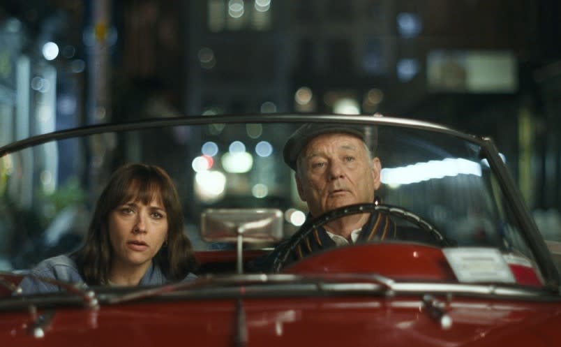 Rashida Jones and Bill Murray drive through New York in a scene from "On the Rocks."