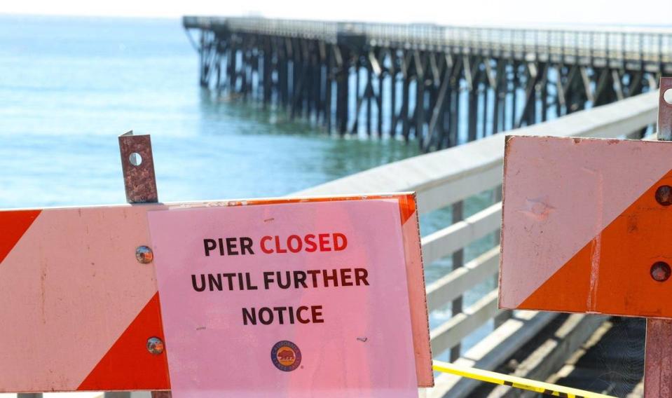 San Simeon Pier is closed due to wave damage Oct. 17, 2023.
