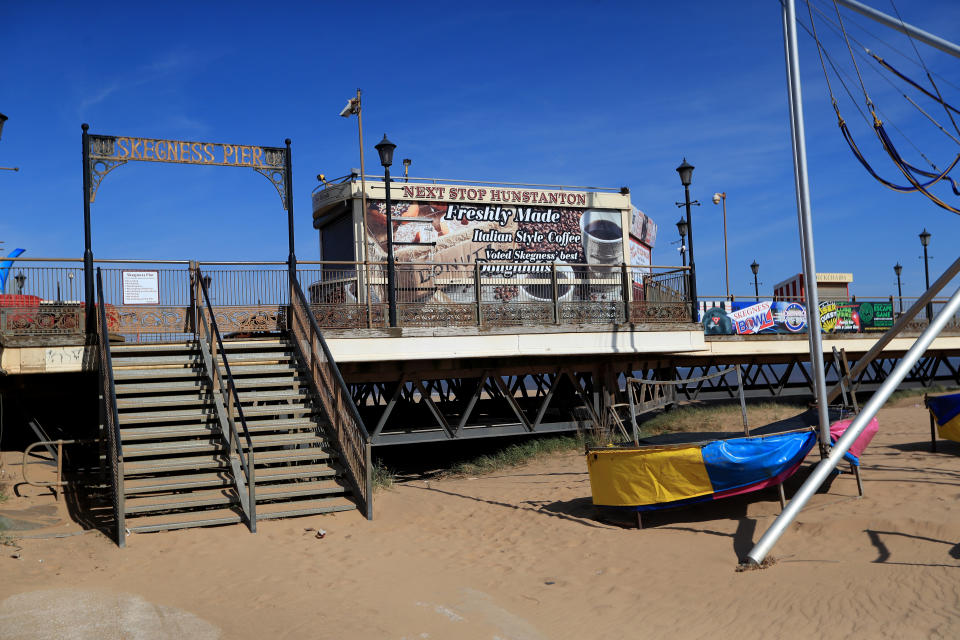 Skegness pier is closed, the day after Prime Minister Boris Johnson put the UK in lockdown to help curb the spread of the coronavirus.