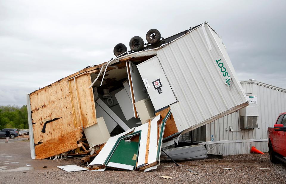 Damage is pictured May 5 at The Academy of Seminole, after tornadoes moved through the area the night before.