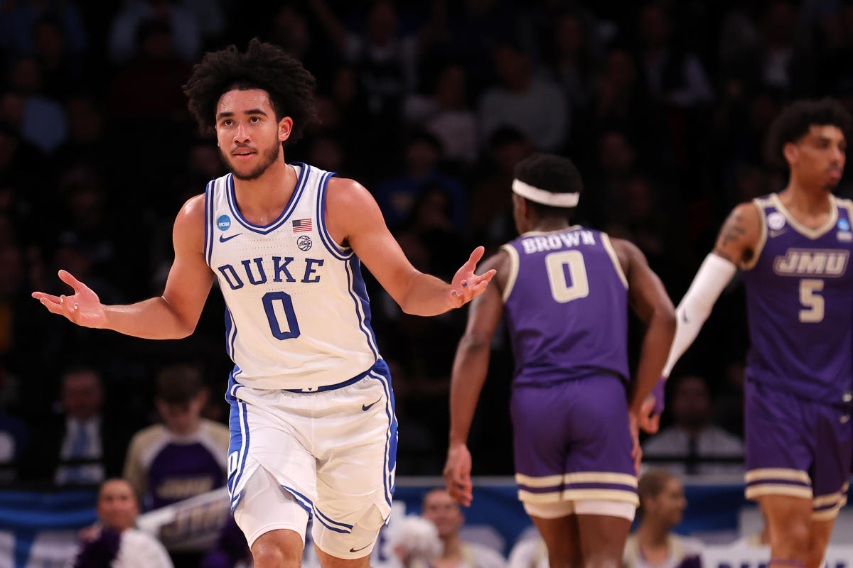 Duke\'s Jared McCain leads Blue Devils to a 93-55 victory over James Madison in March Madness Round of 32