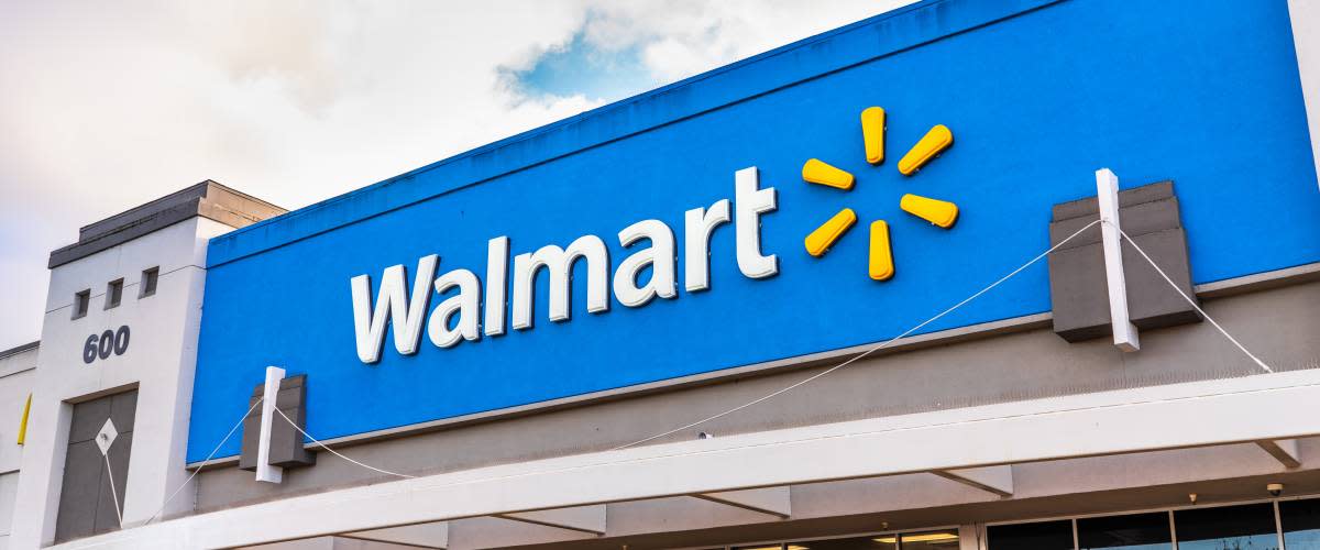 People shopping at a Walmart store in south San Francisco bay area