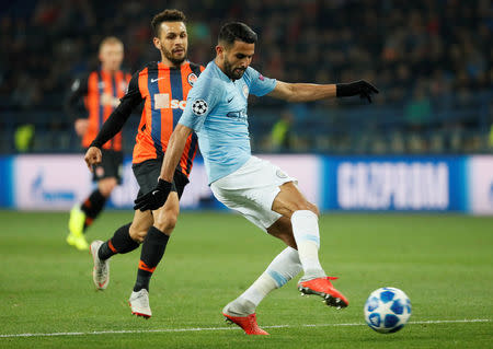 Soccer Football - Champions League - Group Stage - Group F - Shakhtar Donetsk v Manchester City - Metalist Stadium, Kharkiv, Ukraine - October 23, 2018 Manchester City's Riyad Mahrez in action REUTERS/Gleb Garanich