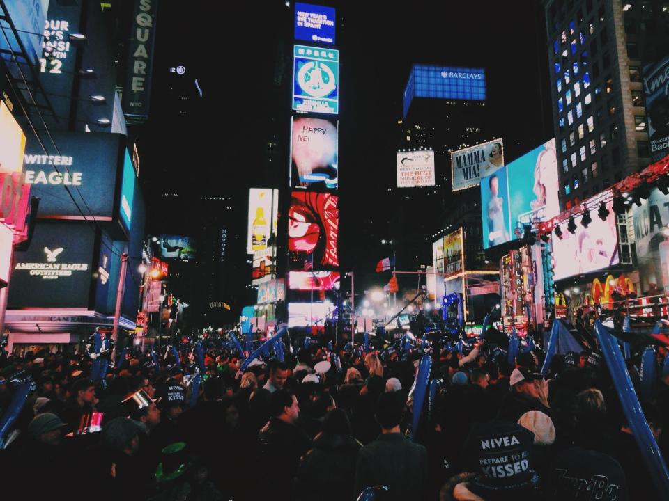 Crowds Celebrating New Year On Times Square