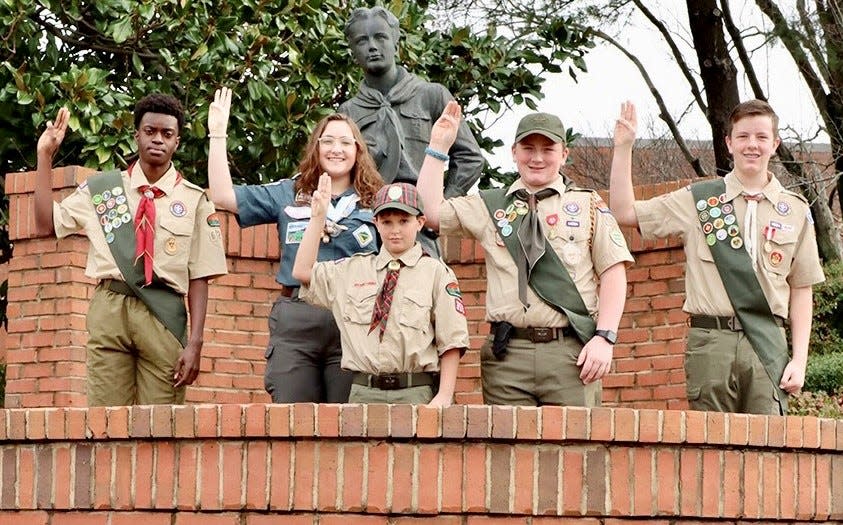 The 2022 Scouts of the Year for the Middle Tennessee Council of Boy Scouts of America, left to right, are: David Olakunle (Troop 621), Hannah Neal (Troop 2019, Venture Crew 357 and Ship 1919), Wyatt Hensley (Pack 358), Matthew Pyle (Troop 593), Jack Jones (Troop 137)