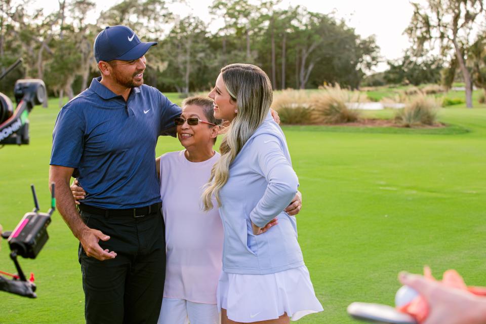 Jason Day, his mother Dening and wife Ellie.