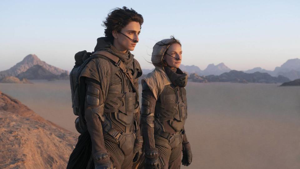 (L-R) Timothée Chalamet as Paul Atreides and Rebecca Ferguson as Lady Jessica in Dune