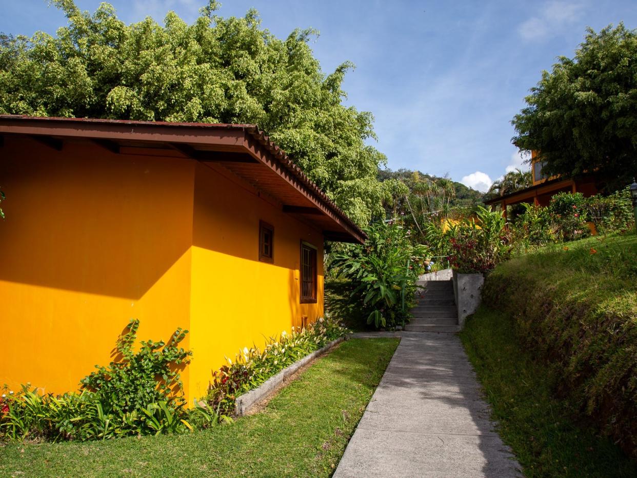 One of the property's yellow cabins.