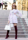 <p>Celine Dion has become a bonafide style star after showing up to the couture shows in looks such as this mini dress and velveteen boots combo.<br><i>[Photo: Getty]</i> </p>