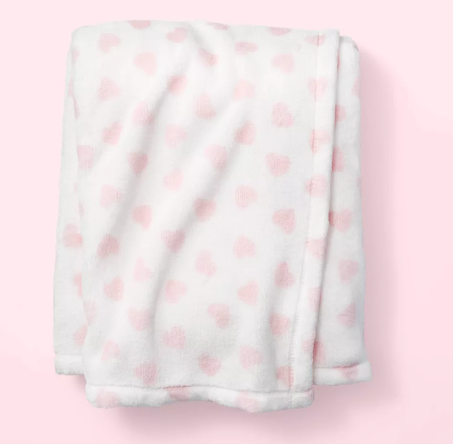 Spritz Valentine's Day Mini Blush Heart Plush Throw Blanket 
