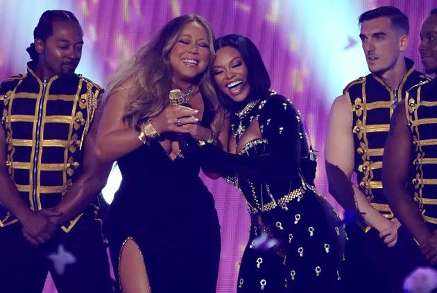 Mariah Carey (left) and Latto perform at the 2022 BET Awards on Sunday, June 26 at the Microsoft Theater in Los Angeles. (Photo: Chris Pizzello via Associated Press)