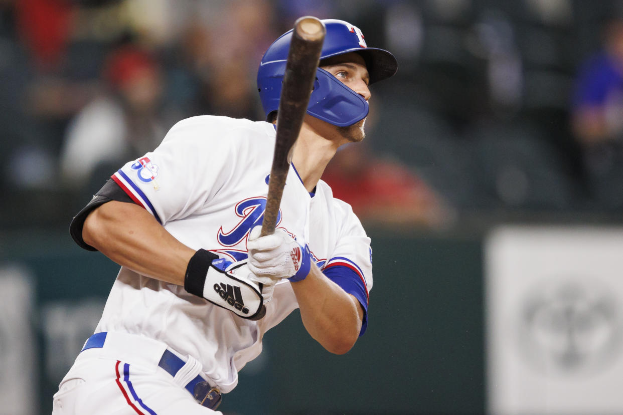Corey Seager #5 of the Texas Rangers is a fantasy star