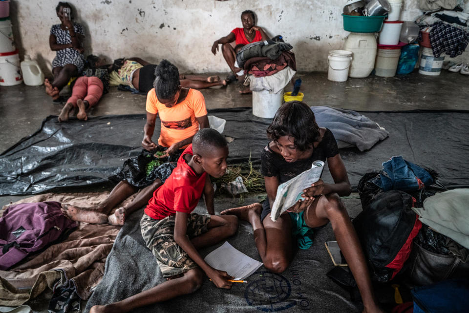 Haitians take shelter in the Delmas 4 Olympic Boxing Arena (Giles Clarke / Getty Images file)