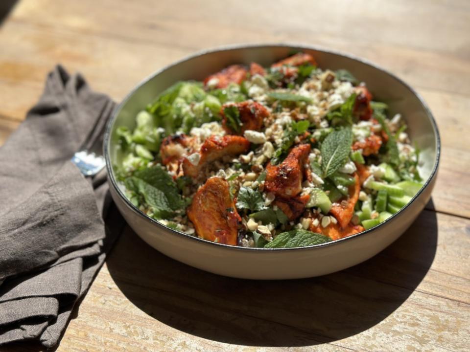 <p>Ragan Wallake</p><p>This "kitchen sink recipe" is filled with unique flavors, including lentils, herbs and greens.<br></p><p><strong>Get the recipe: <a href="https://parade.com/recipes/harissa-chicken-lentil-bowl" rel="nofollow noopener" target="_blank" data-ylk="slk:Harissa Chicken and Lentil Bowl with Arugula and Herbs;elm:context_link;itc:0;sec:content-canvas" class="link ">Harissa Chicken and Lentil Bowl with Arugula and Herbs</a></strong></p><p><strong>Related: <a href="https://www.yahoo.com/lifestyle/42-super-simple-rice-bowl-195213982.html" data-ylk="slk:42 Super Simple Rice Bowl Recipes;elm:context_link;itc:0;sec:content-canvas;outcm:mb_qualified_link;_E:mb_qualified_link;ct:story;" class="link  yahoo-link">42 Super Simple Rice Bowl Recipes</a></strong></p>