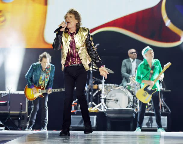 <p>Mike Coppola/Getty</p> (L-R) Ronnie Wood, Mick Jagger, Steve Jordan and Keith Richards of The Rolling Stones perform during 'Stones Tour '24 Hackney Diamonds' at MetLife Stadium on May 26, 2024 in East Rutherford, New Jersey