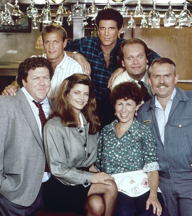 The cast of Cheers poses for a picture