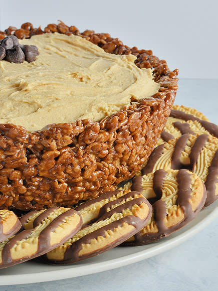 WHIPPED PEANUT BUTTER IN A CHOCOLATE RICE KRISPIES TREAT BOWL