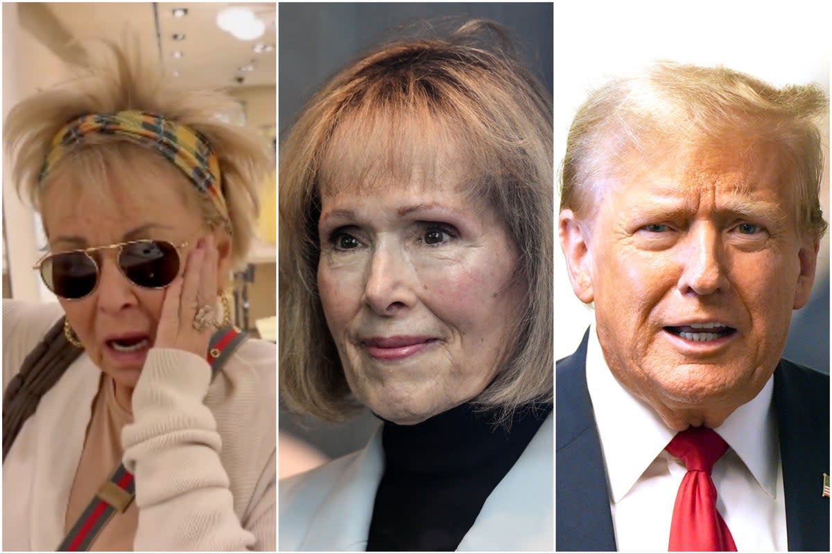 Roseanne Barr mocked E Jean Carroll’s allegations against former president Trump (Twitter via @therealroseanne / Getty Images)