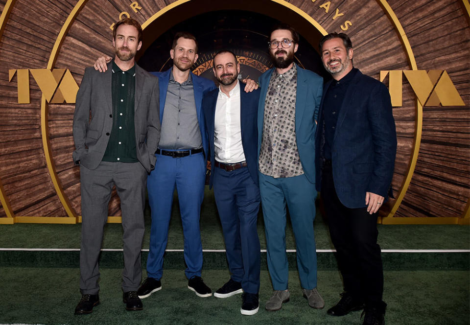 Justin Benson, Aaron Moorhead, Brad Winderbaum, Executive, Television, Streaming, Animation, Marvel Feature Film Production, Kevin R. Wright and Kasra Farahani attend the LOKI Season 2 Launch Event – Los Angeles at El Capitan Theatre in Hollywood, California on October 02, 2023.