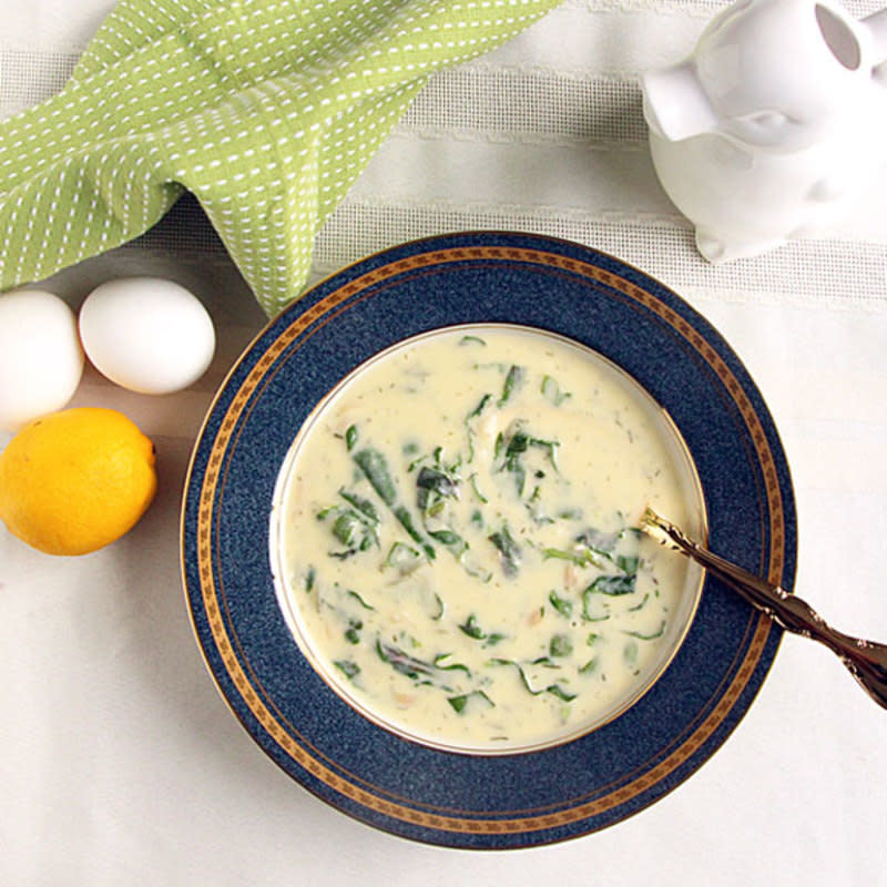 <p>Art of Natural Living</p><p>Greek Egg Lemon Soup (Avgolemono) is a quick & tasty alternative to chicken soup–especially with orzo and added spinach for even more nutrition.</p><p><strong>Get the recipe: </strong><a href="https://artofnaturalliving.com/egg-lemon-soup-with-spinach/?fbclid=IwAR1eRDEG_GBCLg8yk25luQTQ5Api0gsL4kbHwS-pQ_oe2n24rIflVRr62S0" rel="nofollow noopener" target="_blank" data-ylk="slk:Egg Lemon Soup with Spinach;elm:context_link;itc:0;sec:content-canvas" class="link "><strong>Egg Lemon Soup with Spinach </strong></a></p>